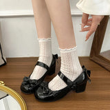 KYLETHOMASW  -  Women's Mary Jane Shoes New Sweet Bowknot Women Lolita Shoes Elegant Wedding Party Causal Princess Ladies Dress Shoes with Heels