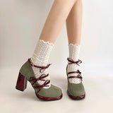 KYLETHOMASW  -  Designer Luxury Spring Thick Heel Women Mary Jane Shoes Butterfly-knot Buckle Strap Shoes Ladies Elegant Dancing Party Pumps