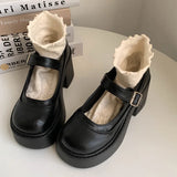 KYLETHOMASW  -  New Spring Vintage Platform Thick Bottom Women Mary Jane Shoes Shallow Round Toe Shoes Elegant Party Leather Shoes