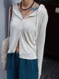 KYLETHOMASW  -  Fashion Simple Thin White Cardigan Tops Mujer Spring Autumn New Hoodie Sweaters for Women Long Sleeve Single Breasted T-shirts