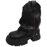 KYLETHOMASW  -  Autumn Women's Knee High Boots Western Round Toe Long Boots Women Western Shoes Chunky Heel Platform Women