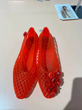 KYLETHOMASW  -  New style pointed-toe open-toe sandals with flat sole, jelly-style shoes, DIY shoes, floral handcrafted with crystals and nettin