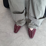 KYLETHOMASW  -  High Quality Faux Suede Flat Mary Jane Shoes Women Fashion Rivets Lace Up Brand Designer Shoes Comfortable Soft Sole Office Shoe