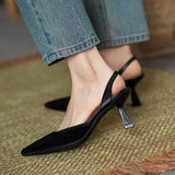KYLETHOMASW  -  Pointed Toe Women's Sandals Elegant Slippers High Heels Shoes 2025 Summer Sexy Brand Slingback Shoes Dres Pumps Mujer De Slides