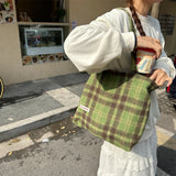 Kylethomasw Autumn Winter High-capacity Women Underarm Shoulder Bag Vintage Woolen Plaid Tote Handbag Shopping Carrier Bolsas De Mujer