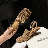 KYLETHOMASW  -  Summer Wedges Heel Fashion Women Sandals Casual Hollow Out Breathable Ladies Cover Toe Sandalias