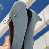 KYLETHOMASW  -  Sweet Bow Ballet Flats Shoes Round Toe Suede Flat Loafers Ladies Soft Comfortable Slip‑on Ballerina Shoes Casual Dress Footwear