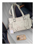 KYLETHOMASW  -  Hot Girl Vintage Studded Tote Bag Women Leather Textured Large Capacity Shoulder Bag Ladies Y2k Aesthetics Commute Crossbody Bag