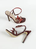 KYLETHOMASW  -  New Diamond Burgundy Sandals 11CM/4.5inch Heel Woman Stiletto High Heels Banquet Party Pumps Shoes