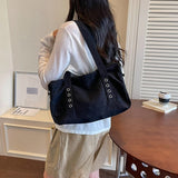 KYLETHOMASW  -  Women Canvas Washed Boston Tote Bag Solid Color Daily Commute Shoulder Crossbody Bags New Trend Fashion Handbags and Purses
