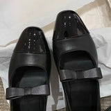 KYLETHOMASW  -  New Womens Leather Mary Jane Bow Sapato Feminino,Shallow Mouth Zapatos De Mujer Elegantes,Elegant Office Dress Daily Woman Shoes