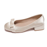 KYLETHOMASW  -  Sweet Butterfly-knot Women Satin Mary Jane Shoes Concise Slip On Low Heel Party Shoes New Spring Autumn Ladies Dress Pumps