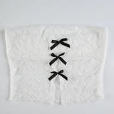 KYLETHOMASW  -  style sexy one shoulder lace patchwork bow decoration without trace strapless girl's feeling pure desire backless top