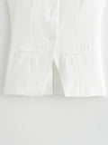 KYLETHOMASW  -  Casual Women 2-piece Vest and Shorts Set Fashion Sleeveless Single Breasted Vest Short Top+zippered Placket Slim Fit Shorts Set