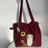 KYLETHOMASW  -  Streetwear Flower Embroidery All Match Underarm Bag Y2k Aesthetic Drawstring Vintage Shoulder Bags Pleated Women Casual Handbags