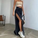 Kylethomasw  Solid Split Straight Jeans Sexy Long Pant Fur Denim Trouser Female Casual Street Clothing 2023 Summer Women Fashion New Jeans