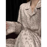 KYLETHOMASW  -  New Vintage Leopard Print Two-Piece Set Pajamas Women's Autumn Winter Fashion Women's Pajamas Set Long Sleeve Loungewear