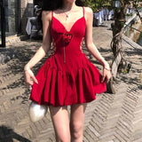 KYLETHOMASW  -   Red Sexy Elegant Dresses Women Black Coquette Aesthetic One Piece Bodycone Mini Sleeveless Short Dress Y2k Sweet Dress