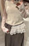 KYLETHOMASW  -  Women Vest Vintage Fungus Edge Hem Spliced Slim Fit Unique Layering Autumn Winter Outerwear
