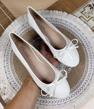 KYLETHOMASW  -  Women Round Toe Ballet Flats Spongy Bottom  Hot New 2024 Italian Shoes Patent Leather Classic Bow-Knot Dressing Slip-On 34 48 47