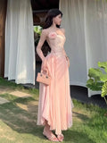 KYLETHOMASW  -  Holiday Style French Sexy Suspender Long Dress Women's High Sense Temperament Sweet High-waist Pendulum Party Maxi Dresses