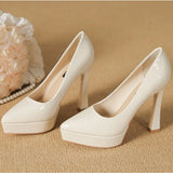 KYLETHOMASW  -  High Heels Women's Spring Autumn Waterproof Table High Heel Pumps Women's Pointed Toes Thin Heels Bridesmaid Work Shoes Women