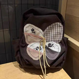 KYLETHOMASW  -  Bow Plaid Mochilas Mujer Large Capacity Mochila Contrast Bag Vintage Fashion Backpack 2025 New Spacious Durable Bags for Woman