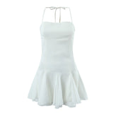 KYLETHOMASW  -  Vacation outfits party dresses for women Summer mini bodycon dress white evening dresses short black halter dress backless