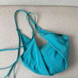 KYLETHOMASW  -  Blue Harajuku Fashion Tote Bag Women Pleated Large Capacity Hobo Shoulder Bags Ladies Commute Everyday Versatile Crossbody Bag