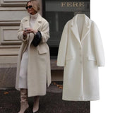 KYLETHOMASW  -  Coat Women Fashion Women's White Single-Breasted Trench AW British Woolen Long Coat