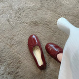 KYLETHOMASW  -  Women's Soft Leather Bow Ballet Chaussures Pour Femmes,Slip on Shallow Mouth Comfortable Ladies Shoes,Elegant Casual Woman Shoes