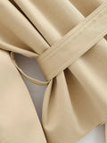 KYLETHOMASW  -  Fashionable And Versatile With Belt Khaki Trench Coat Women Long Sleeve Lapel Collar Autumn Winter Loose Windbreaker