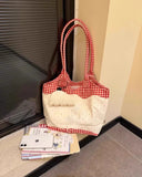 KYLETHOMASW  -  Cute Polka Dot Embroidered Canvas Shoulder Bag 2025 Casual Versatile Large Capacity Tote Commuting Underarm Bags