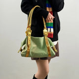 KYLETHOMASW  -  Vintage Green Tote Bag Women Hot Girl Faux Crocodile Large Capacity Underarm Bag Ladies Harajuku Y2K Aesthetics Shoulder Bag New