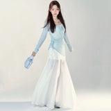 KYLETHOMASW  -  Summer 2PCS Sexy Spaghetti Strap Print Dress for Women Korean Fashion Slim Fit and Slimming Temperament Elegant Long Dress