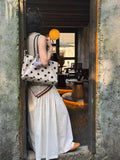 KYLETHOMASW  -  Large Capacity Linen Polka Dot Handbag for Women New Niche Commuting Shoulder Tote Bags