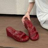 KYLETHOMASW  -  Platform Wedges Heel Women's Slippers Summer Fashion PVC Transparent Slides Ladies Comfort Open Toe Vacation Dress Shoes