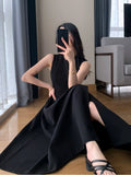 Kylethomasw Summer New Black Sleeveless A-line Vest Dress Women Streetwear Sweet Sexy Long Dresses Woman Party Club Dress Fashion Vestido