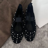 KYLETHOMASW  -  Retro Rivet Designer Ballet Flats Women Fashion Suede Round Toe Mary Jane Shoes Comfort Shallow Flats Shoes Zapatos De Mujer