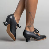 KYLTHOMASW  -   Retro Mary Jane Pumps Woman Vintage Lace Up Low Heel Dress Zapatos Ladies Brand Design Butterfly Wing Derby Shoes Plus Size 43