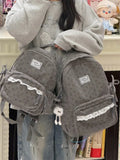 KYLETHOMASW  -  Lace Bow Polka Dot Bag Student Mochila Large Capacity Mochilas Mujer Backpack School Bolsas Feminina Corduroy Bags for Woman