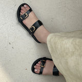 KYLETHOMASW  -  Big Size Footwear Leopard print Women Slippers Slides Shoes Female Beach Fashion Metal Buckle Ladies Flat Slippers Sandals Shoes