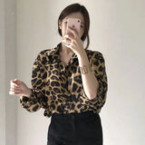 Kylethomasw  2024 New Office Lady Shirts Ladies Fashion Leopard Shirts All-match Long Sleeve Blouses Turn-down Vintage Women's Clothing