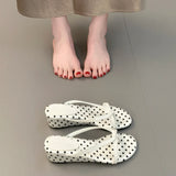 KYLETHOMASW  -  French Vintage Polka Dot Women's Herringbone Flip Flops Summer Wedge Toe-Post Sandals Gentle Style Niche