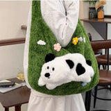 KYLETHOMASW  -  Cute All-match Fashion Design Tote Bag Plush Handbags Doll Detachable Schoolbag Largr Student Bags Women