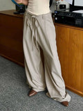 KYLETHOMASW  -  Women's Y2K Streetwear Lace-Up Baggy Pants Low Rise Straight Leg Casual Trousers Korean Fashion All-Match Basic Pants