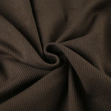 KYLETHOMASW  -  American style basic lace half open collar button chest revealing base top brown ribbed simple slim fit versatile T-shirt