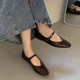 KYLETHOMASW  -  Spring Autumn Flat mary janes shoes woman candy color soft leather ballet flats ankle strap comfy mocaasins for woman