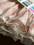 KYLETHOMASW  -  Versatile Summer Pink A-Line Skirt Women High Waist Party Flared Mini Skirt Casual White Lace Trim Boho Skirt 279A