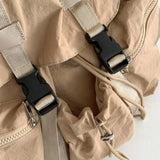 KYLETHOMASW  -  Korean Solid Color Drawsting Backpacks Light Weight Nylon Ruched Shoulder Bags Large Capacity Casual Student Schoolbag Travel